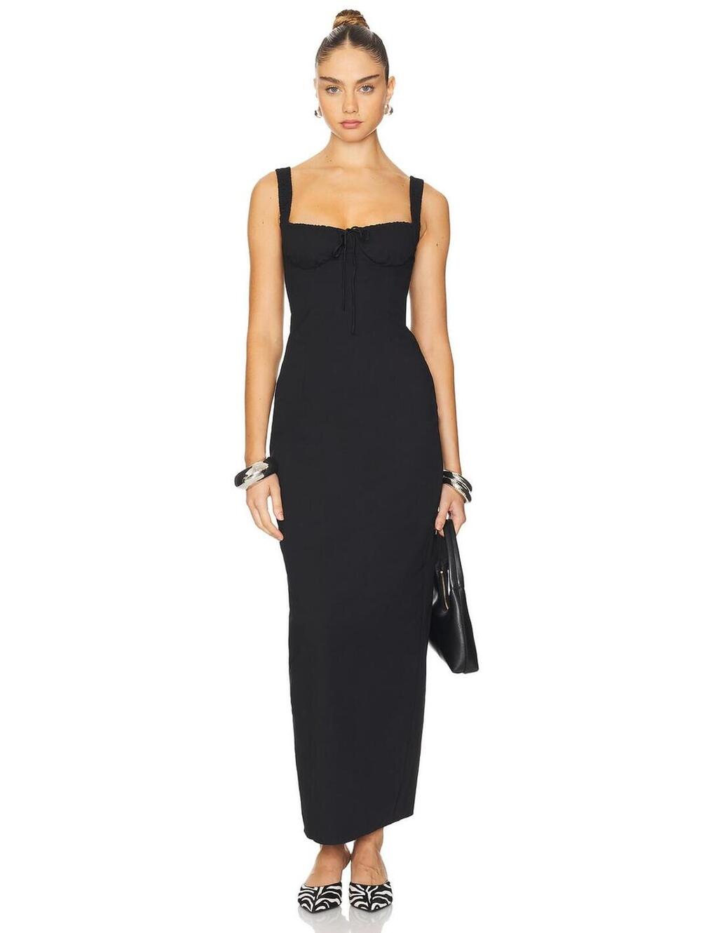 LIONESS Hot Nights Maxi Dress in Onyx